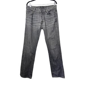 Club Monaco Men 32/34 Slim Straight Jeans Distressed Button Fly Gray Faded Black